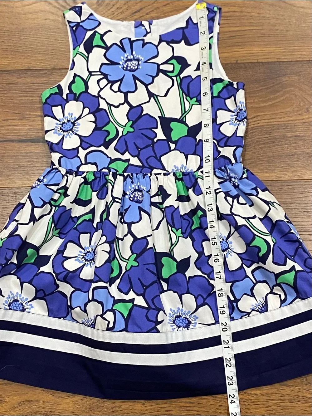 Gymboree Girls Spring Prep Blue, White and Green Floral Sleeveless Dress Size 6